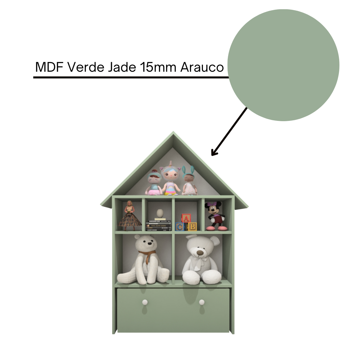 Casinha Organizadora de Brinquedos Infantil 100% Mdf Plancasa Verde Jade - 3