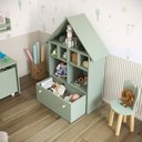 Ver imagem 2 de Casinha Organizadora de Brinquedos Infantil 100% Mdf Plancasa Verde Jade