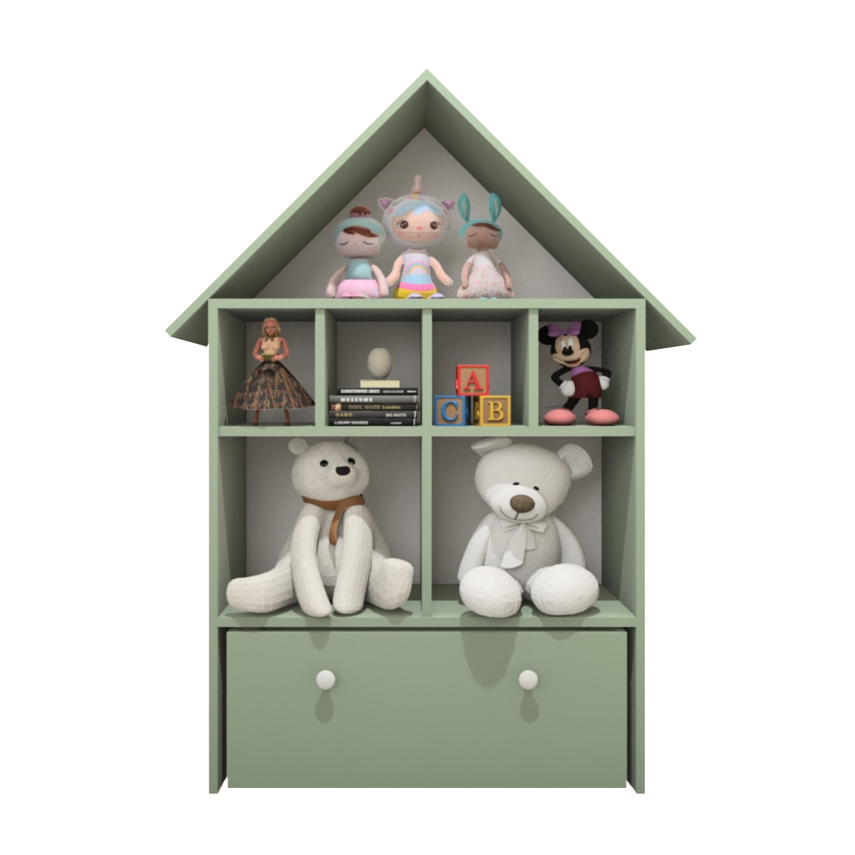 Casinha Organizadora de Brinquedos Infantil 100% Mdf Plancasa Verde Jade - 1