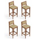 Ver imagem 4 de Kit 04 Banquetas Altas Lenna 99cm em Madeira e Encosto Estofado Linho Palha - Abmaza