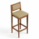 Ver imagem 1 de Kit 04 Banquetas Altas Lenna 99cm em Madeira e Encosto Estofado Linho Palha - Abmaza