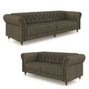 Ver imagem 2 de Conjunto de Sofá Sala de Estar Stanford Chesterfield 2 e 3 Lugares 200cm/260cm Pés Madeira Couro Cap