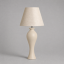 Ver imagem 1 de Abajour Califórnia Grande C/ Cúpula Tecido Decorativo de Cerâmica para Sala e Mesa Off White