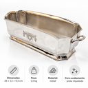 Ver imagem 1 de Cachepot Retangular em Metal Niquelado Prata com Alças 36x13x9,5 cm