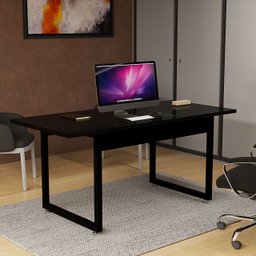 Escrivaninha para Escritório Mesa Diretor Industrial 160x80 Tampo Mdf e Pés de Ferro:preto - 1