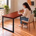 Ver imagem 4 de Mesa de Jantar Reforçada Industrial 200x70cm Tampo Vermelho Pés Preto