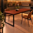 Ver imagem 2 de Mesa de Jantar Reforçada Industrial 200x70cm Tampo Vermelho Pés Preto