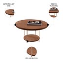 Ver imagem 3 de Mesa de Centro Redonda Mdf Pés Metálicos Sky Castanho - Hb Móveis