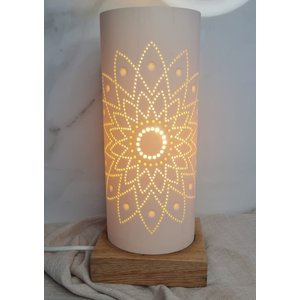 Luminária de Mesa Abajur em Pvc e Madeira
