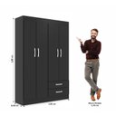 Ver imagem 4 de Guarda-roupa Solteiro 4 Portas 2 Gavetas Atalaia Black Evidência Móveis