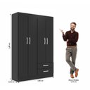 Ver imagem 3 de Guarda-roupa Solteiro 4 Portas 2 Gavetas Atalaia Black Evidência Móveis