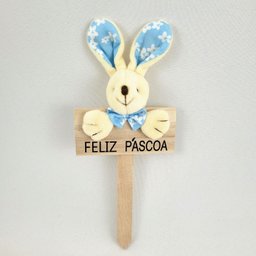 Placa Coelho Azul Feliz Páscoa 23x9x4cm Enfeite DePáscoa - 2