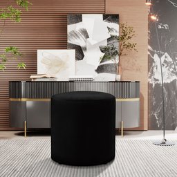 Kit 2 Puff Decorativo Sala de Estar Quarto Confortável Pés Madeira Viena Veludo Preto - 4