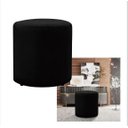 Ver imagem 3 de Kit 2 Puff Decorativo Sala de Estar Quarto Confortável Pés Madeira Viena Veludo Preto