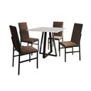 Ver imagem 4 de Conjunto de Jantar Mesa Mônaco Premium 90cm Branca com 4 Cadeiras Estofadas Marrom Preto