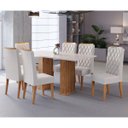 Ver imagem 1 de Conjunto Sala de Jantar Portinar 160x80cm com 6 Cadeiras Iza Mel/blonde/pastel - Casa Giulia