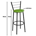 Ver imagem 2 de Kit 3 Banquetas Alta Preta com Encosto Assento Verde Jaddi