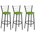 Ver imagem 1 de Kit 3 Banquetas Alta Preta com Encosto Assento Verde Jaddi