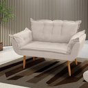Ver imagem 2 de Poltrona Decorativa Namoradeira Francis 02 Lugares Suede Bege - Desk Design