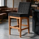 Ver imagem 4 de Banqueta Baixa para Cozinha Bancada Bar Sala de Jantar Fixa Mila L02 Suede Preto - Lyam Decor