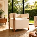 Ver imagem 2 de Poltrona Decorativa Dunna Moderna Sala de Estar Recepção Escritório em Linho Movellu Home