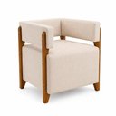 Ver imagem 1 de Poltrona Decorativa Dunna Moderna Sala de Estar Recepção Escritório em Linho Movellu Home