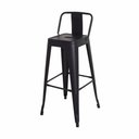 Ver imagem 1 de Banqueta Tolix Iron com Encosto Preto Fosco Industrial Aço Cozinha Bar Bistrô Bancada