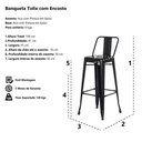 Ver imagem 3 de Banqueta Tolix Iron com Encosto Preto Fosco Industrial Aço Cozinha Bar Bistrô Bancada