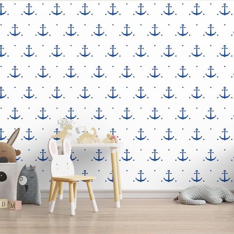 Papel de Parede Adesivo Baby Ancora Azul - 2,8m