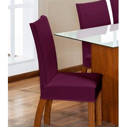 Kit Capa de Cadeira 4 Peças Sala de Jantar Protege o Estofado Renova o Visual Malha Gel Vinho - 2