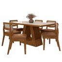 Ver imagem 2 de Mesa Santiago com 6 Cadeiras Sextavada Frei/off/corino Caramelo - M.a Freijó/off Pre/corino