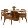 Mesa Santiago com 6 Cadeiras Sextavada Frei/off/corino Caramelo - M.a Freijó/off Pre/corino - 1
