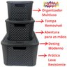 Kit 3 Caixas Organizadoras Tampa Rattan Retangular Plasnew - 4