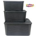 Ver imagem 5 de Kit 3 Caixas Organizadoras Tampa Rattan Retangular Plasnew
