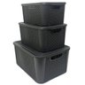Kit 3 Caixas Organizadoras Tampa Rattan Retangular Plasnew - 7