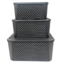 Ver imagem 1 de Kit 3 Caixas Organizadoras Tampa Rattan Retangular Plasnew
