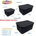 Ver imagem 6 de Kit 3 Caixas Organizadoras Tampa Rattan Retangular Plasnew