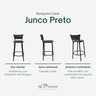 Kit 4 Banquetas para Balcão Cozinha Gourmet Junco Preto Bancada Ilha Banco 60cm Itagold - 3