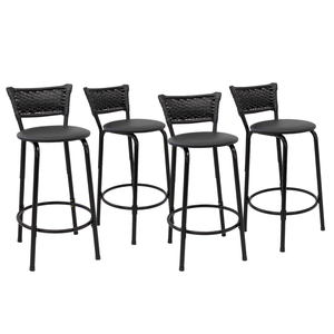 Kit 4 Banquetas para Balcão Cozinha Gourmet Junco Preto Bancada Ilha Banco 60cm Itagold