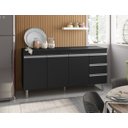 Ver imagem 1 de Balcão de Cozinha Andréia 150cm Preto + Tampo - AJL Móveis