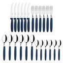 Ver mais imagens de Caçarola Turim Alumínio Chumbo Antiaderente 2,8l + Faqueiro Ipanema Azul 24pc + Wok Loreto 3,3l