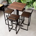 Ver imagem 1 de Conjunto Mesa Alta Bistrô Quadrada Imbuia 4 Banquetas Confort Estofado Don Castro