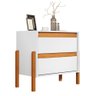 Mesa de Cabeceira Verona com 2 Gavetas e Pés Madeira Maciça Branco/nature - 1
