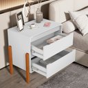 Ver imagem 5 de Mesa de Cabeceira Verona com 2 Gavetas e Pés Madeira Maciça Branco/nature
