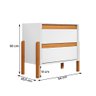 Mesa de Cabeceira Verona com 2 Gavetas e Pés Madeira Maciça Branco/nature - 4
