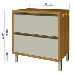 Cozinha Ilha Completa Baronesa Off White com Freijó - Nesher - 5