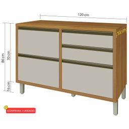 Cozinha Ilha Completa Baronesa Off White com Freijó - Nesher - 4 Cozinha Ilha Completa Baronesa Off White com Freijó - Nesher - 4