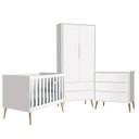 Ver imagem 1 de Quarto Infantil Theo 2 portas Branco Fosco com Pés Madeira Natural - Reller Móveis