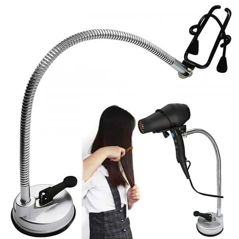 Suporte Secador Cabelo Parede Ventosa Vidro Azulejo Articulavel Flexivel Banheiro Casa Penteadeira P