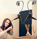Ver imagem 4 de Suporte Secador Cabelo Parede Ventosa Vidro Azulejo Articulavel Flexivel Banheiro Casa Penteadeira P